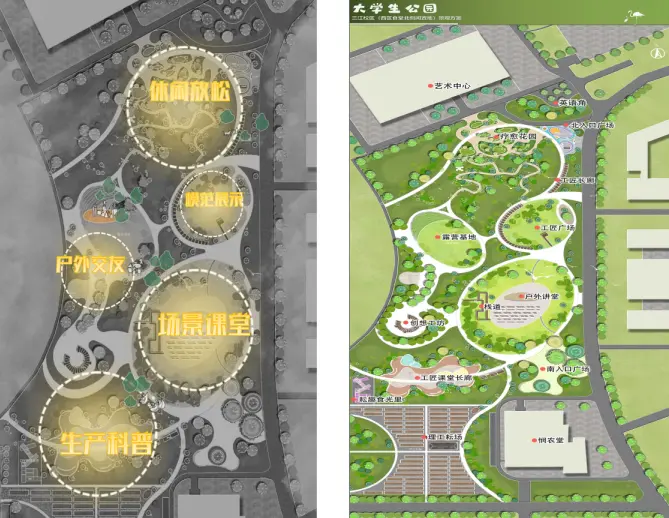 木瓜视频
大学生公园功能分区图。图/木瓜视频
建筑与设计学院